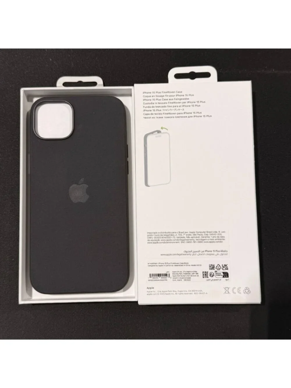 Apple iPhone 15 Plus Fine Woven Case with MagSafe - Black - iPhone 15 Plus - NEW